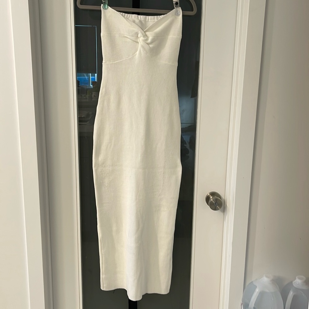 Sdencin women twist knot front ribbed bodycon bandeau tube dress